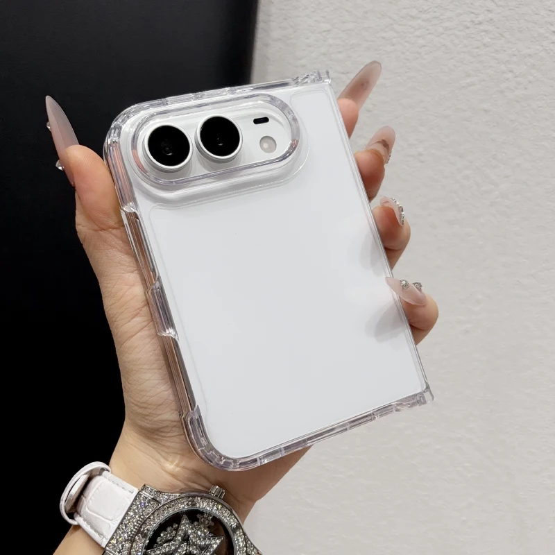 Luxury Shockproof Fold Phone Case with Hard PC+Acrylic Center – Bumper Protective Cover