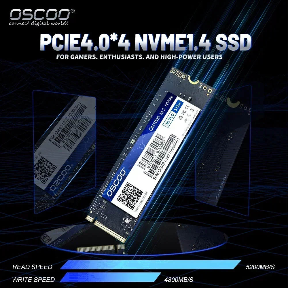 Oscoo M2 Ssd Nvme Pcie4.0 1Tb 512Gb M.2 2280 Unità A Stato Solido Interne 5200 Mb/S Per Ps5 Laptop Desktop