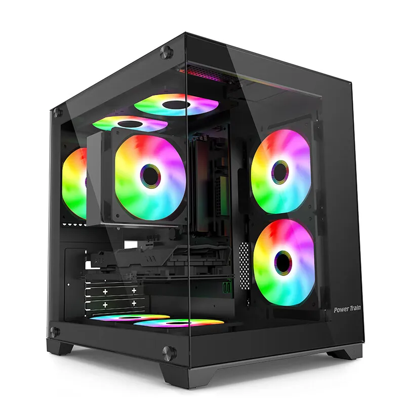 Power Train Seaview Glaze MATX Case Panoramic Side Transparency Without Pillars Support 240 WaterCooler Computer Desktop Chassis pc case pc chassis computer chassis frame