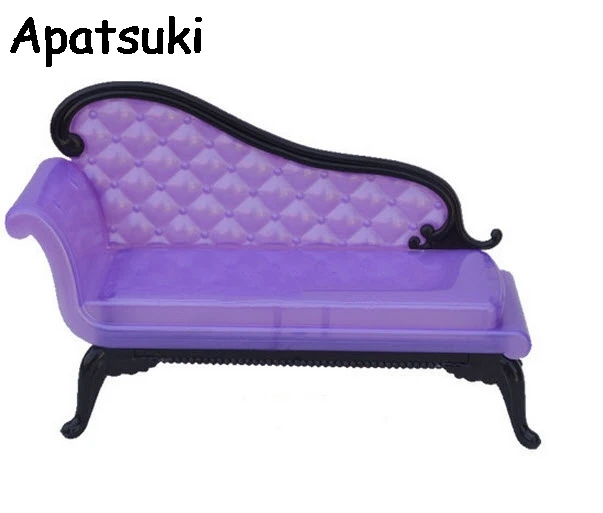 1/6 Doll Accessories Mini Dollhouse Furniture Purple Sofa Couch For Barbie Doll House Kids Toys Girl Christmas Gift