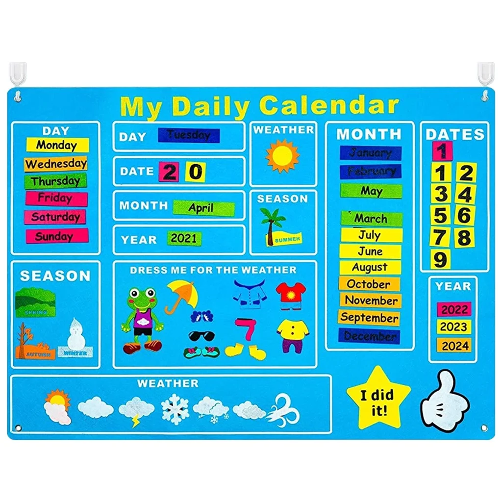 My Daily Calendar Felt-Board for Toddlers Preschool Season Weather Date  Early Learning Wall Chart Play Kit - AliExpress
