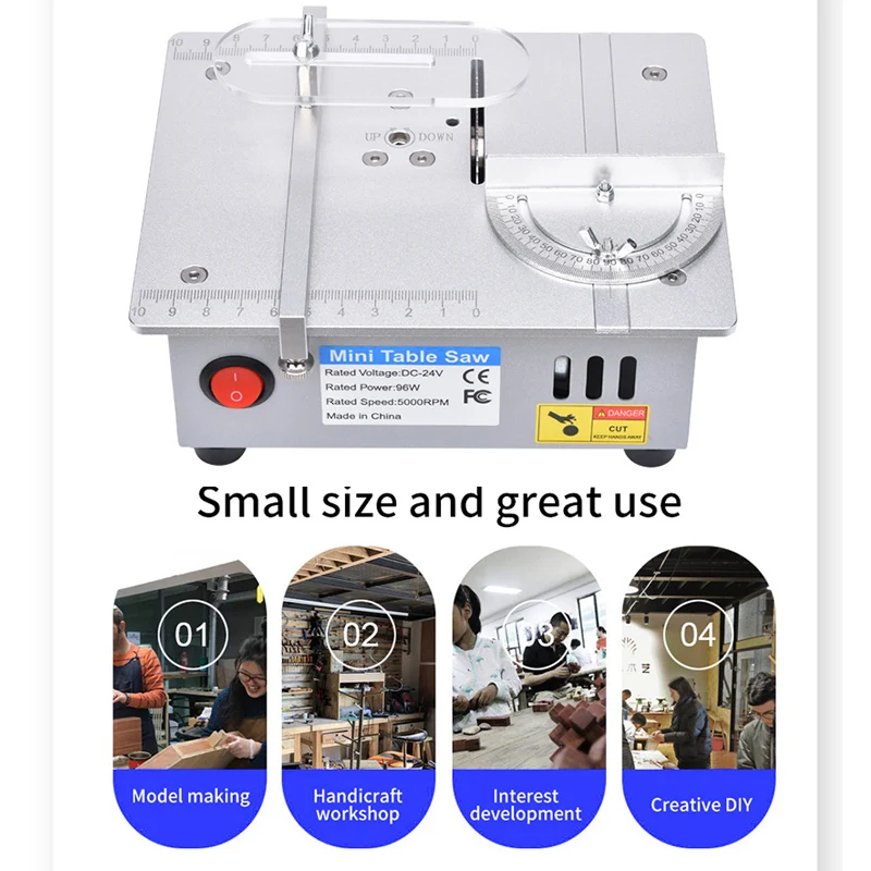 Mini Table Saw Miniature Cutting Table Chainsaws Desktop Acrylic PCB Sheet Cutting Machine Lift Saw Cut-off DIY Wood Blade Cut