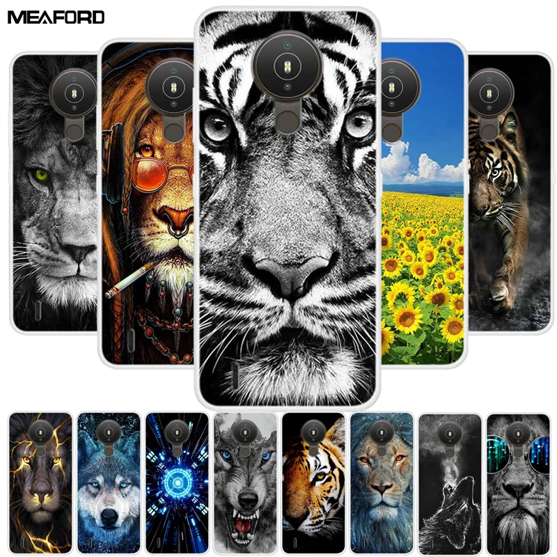 Wildlife Collection Soft TPU Silicone Phone Case - Clear Wolf and Lion Design
