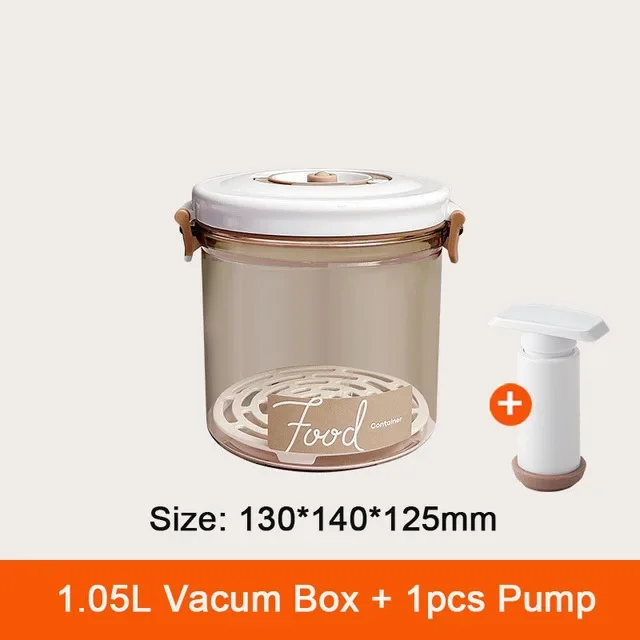 Vacuum Containers for Food Storage Vacuum Sealer Portable Pantry Organization with Manual Pump Airtight Canisters for Vegetables Fruits Meal 1.05l