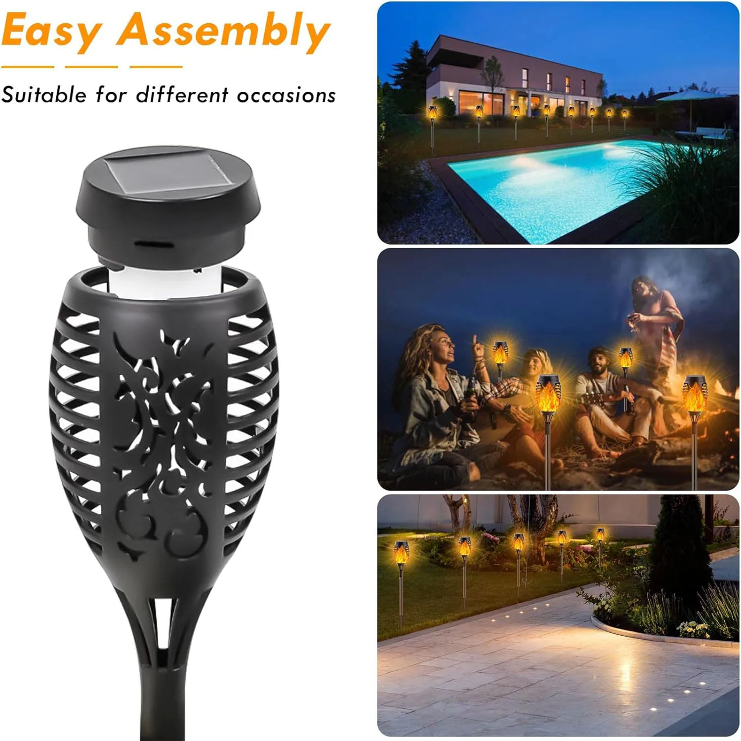 12Pcs Solar Flame Torch Lights Optional Flickering Light Waterproof Garden Decoration Outdoor Lawn Path Yard Lamps solar decoration light solar lights solar torch lights garden light