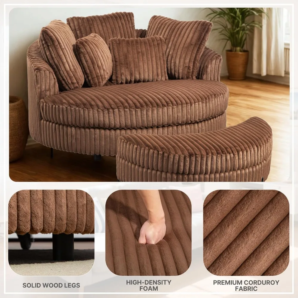 Corduroy Barrel Chair Set 2