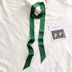 Elegant Silky Satin Hair Scarf & Fashion Accessory (Black Green)