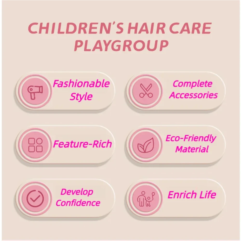 Makeup Toy WizKidz Children's Hairdressing Pretend Play Toy Set Little Girl Hair Dryer Scissors Shampoo Hair Salon Simulation Gift