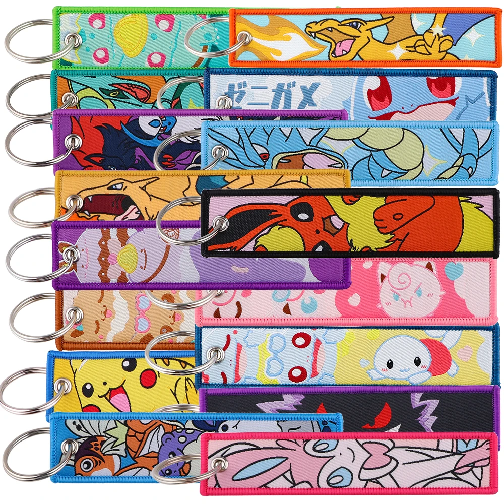 

Оптовая продажа, брелки для ключей с вышивкой, женские брелоки для мужчин, бирки для ключей, бирка для ключей, аниме брелок, модные аксессуары