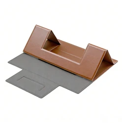 Foldable Ergonomic PU Leather Laptop Stand with Heat Dissipation and Mouse Pad (Brown)