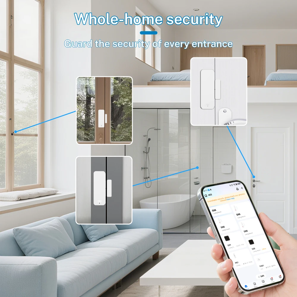 Tuya 스마트 WiFi/Zigbee 도어 윈도우 센서 홈 자동화 도어 열림/닫힘 감지기 스마트 라이프는 구글 홈 알렉사와 함께 작동합니다