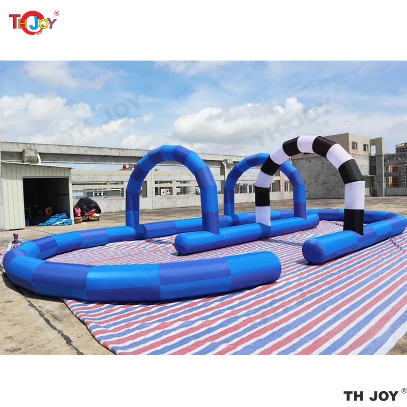 Free Air Shipping 10X6M Outdoor Customized Riding Toys Bumper Car Zorb Ball Racing Court Inflatable Go Kart Race Track 6
