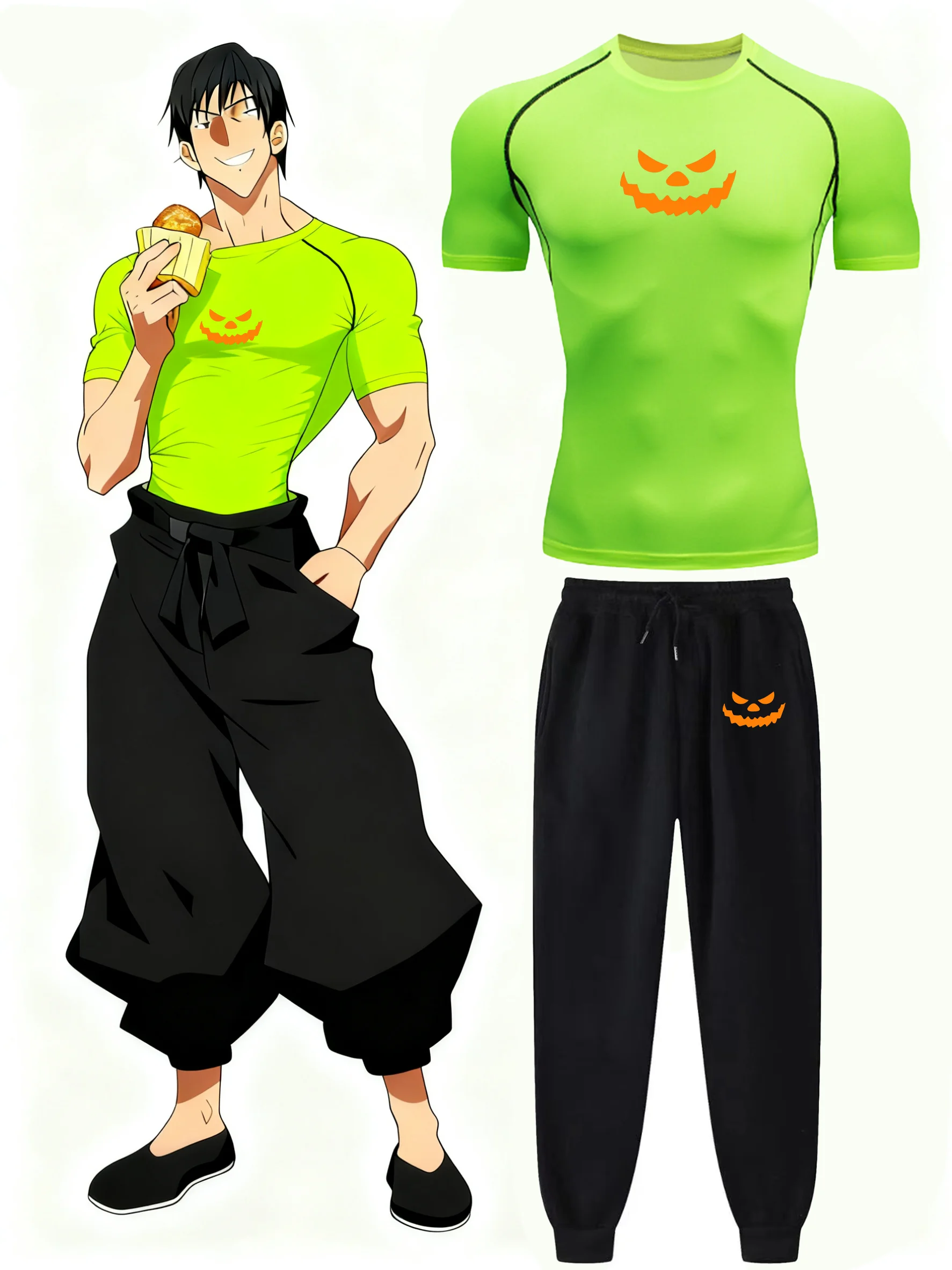 أنيمي Jujutsu Kaisen Toji ضغط قميص مجموعة أداء غير رسمي مجموعة الرجال الرياضية تجريب سريعة الجافة المحملة Sweatpants للجنسين