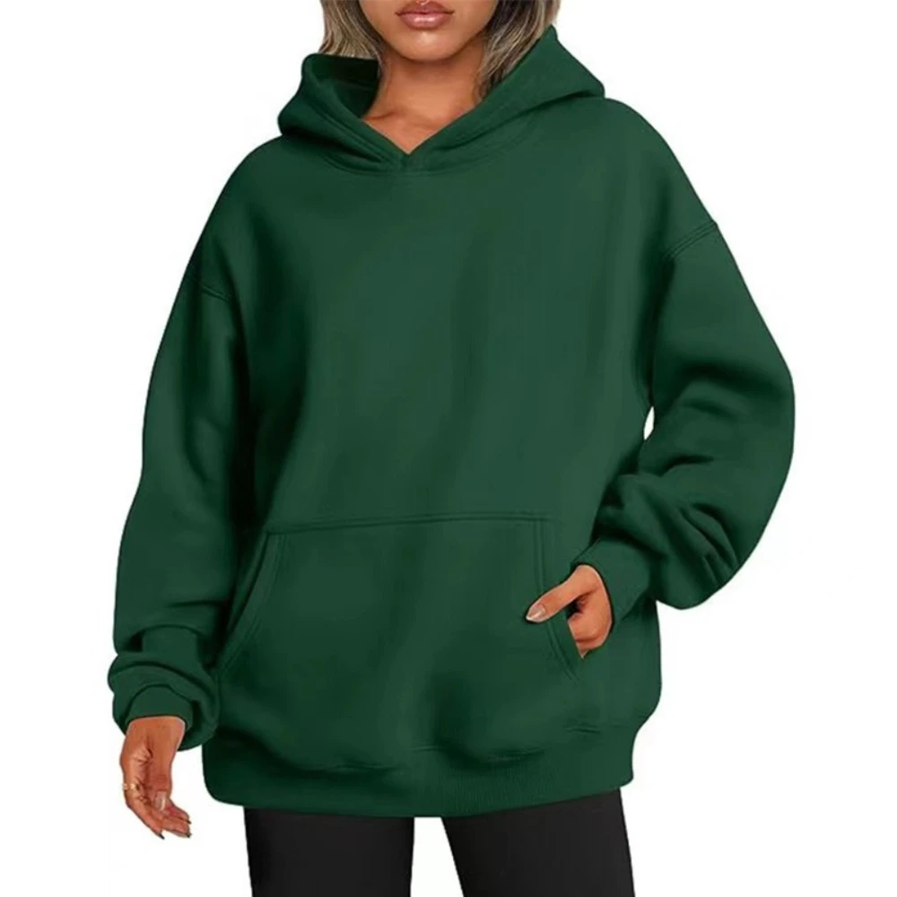 Hip Hop Solid Color Hoody for Female Autumn Fashion Clothing Casual Fleece Pocket Hoodies Multicolor Unisex Women Streetwear 1