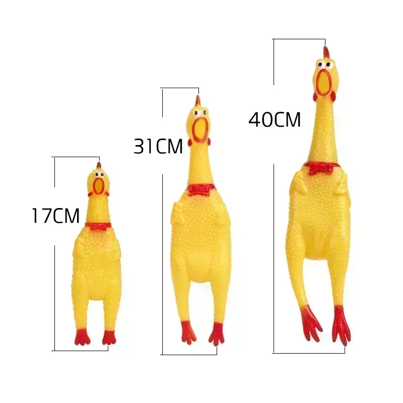 New Pet Dog Squeak Toy Screaming Chicken Squeeze Sound Dog Chew Toys Durable and Fun Yellow Rubber Exhaust Chicken 17CM 31CM images - 6