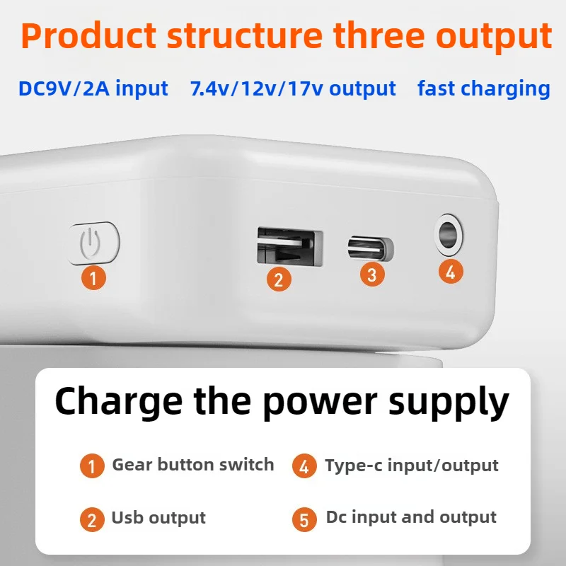 20000mAh Power Bank for 24V/17V/12V/7.4V Air-conditioned Clothing Battery Cooling Clothing Charging Treasure External Battery 3