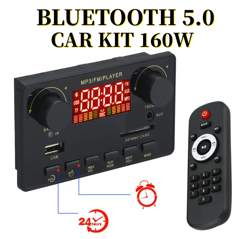 160W Amplificatore Bluetooth 5.0 Mp3 Wma Ape Car Decoder Board Sveglia Time Display 12V Usb Tf Fm Radio Mp3 Music Player Speaker