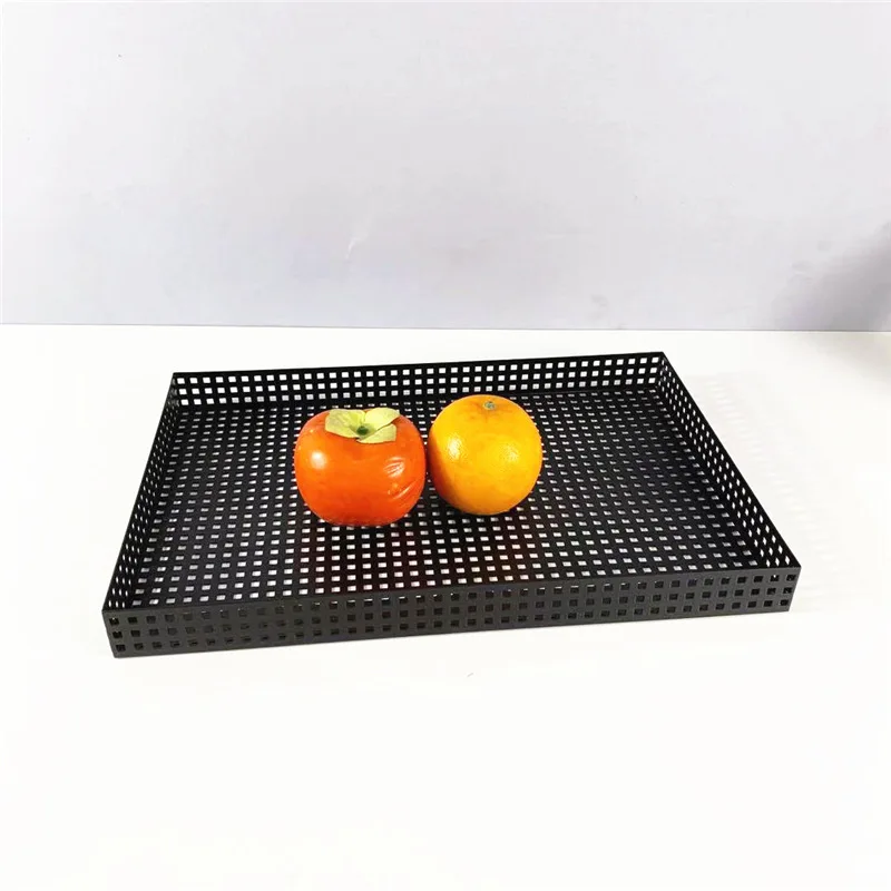 Modern simple hollow tray rectangular black metal living room coffee table tea tray decorative ornament soft decoration jewelry 2