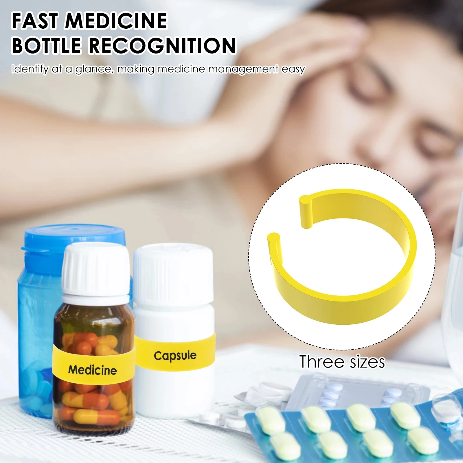 Medicine Bottle Clips for Easy Medication Identification Portable Pill Bottle Clip with Marker Labels Pen, Perfect for Daily Use