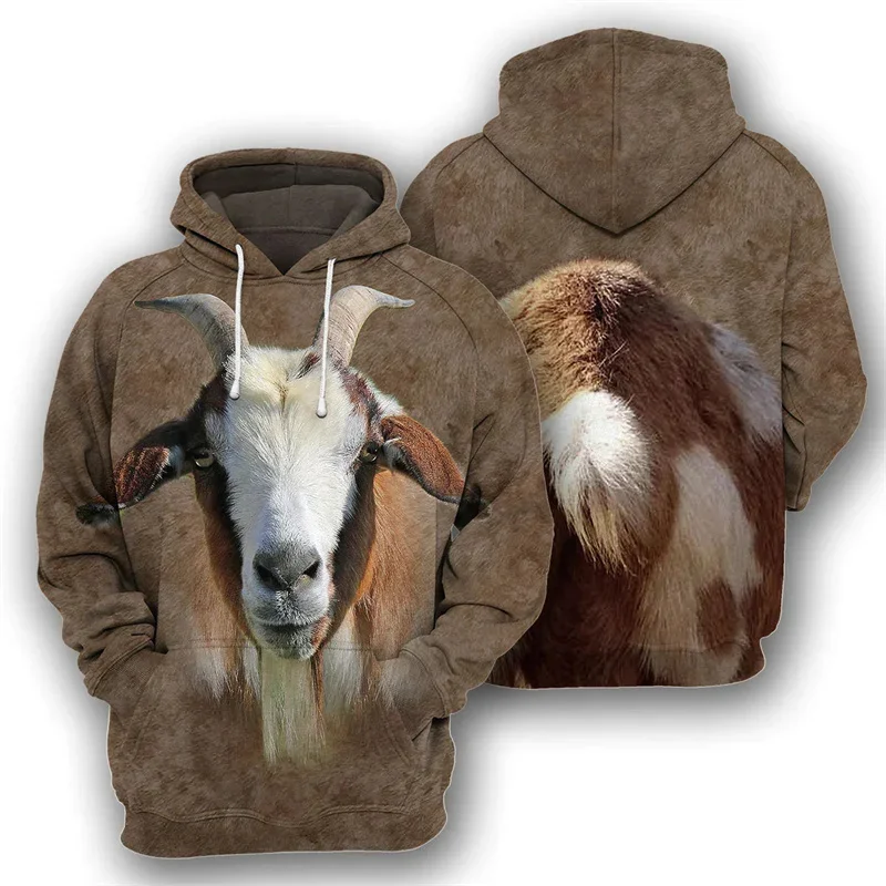 thumbnail image 1 of Sudadera con capucha con estampado de oveja, alpaca, toro y caballo para hombre, sudadera con capucha de manga larga con estampado 3D de animales, abrigo con capucha de gran tamaño para la calle, 1 of 5