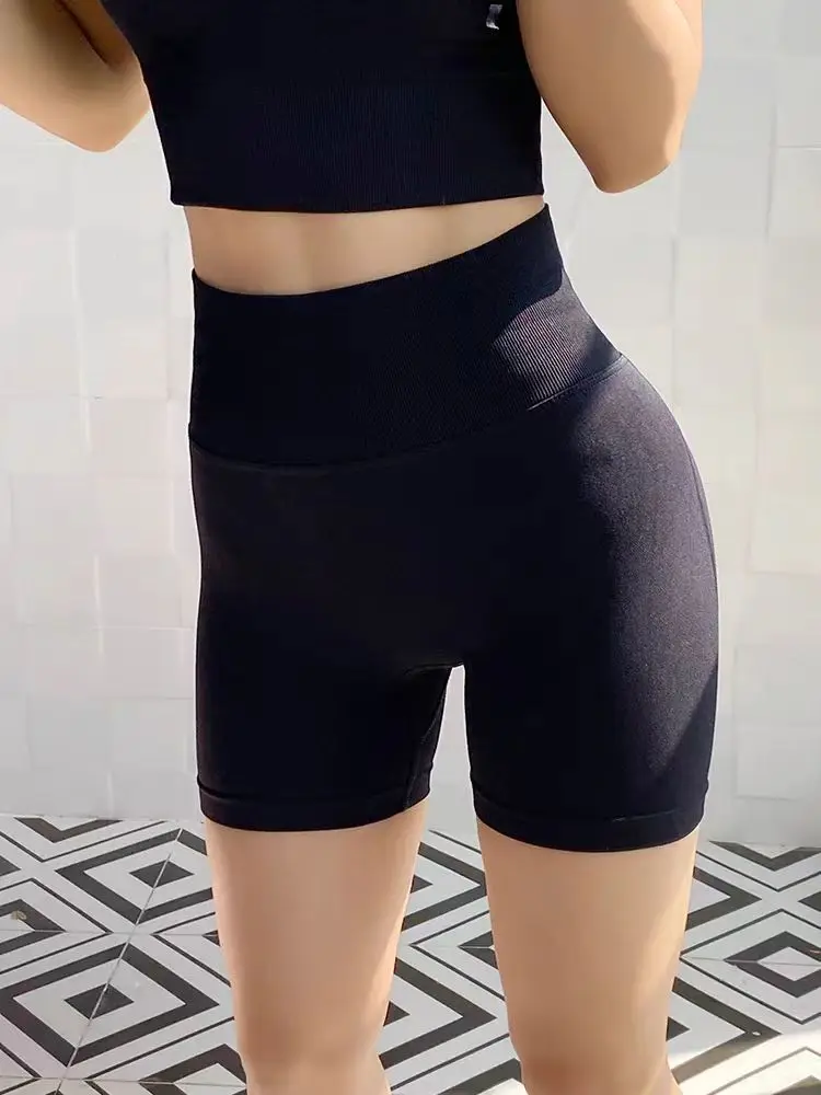thumbnail image 1 of Honey Peach pantalones cortos deportivos para mujer, Shorts de Fitness de cintura alta, ajustados, triples, elásticos, para correr, Yoga, 1 of 6