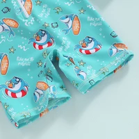 0-24 Months Baby Boy Swimsuit Shark Rashguard Swimsuit Long Sleeve Zipper Swimwear Swimming Suit Beach Sunsuit Bathing Suit 5