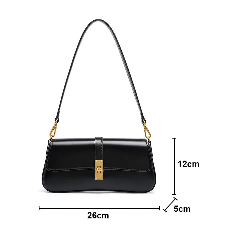 Genuine Leather Women's Shoulder Baguette Crossbody Cowhide Handbags