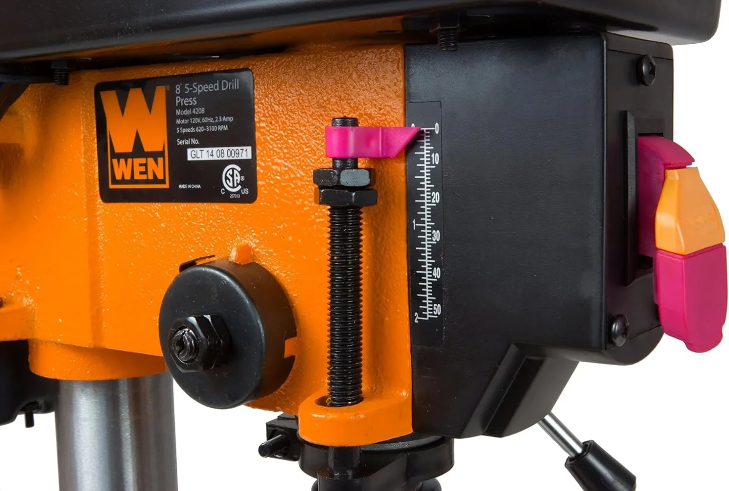 4208T 2.3-Amp 8-Inch 5-Speed Cast Iron Benchtop Drill Press Black/Orange Suitable for Metal and Wooden Jewelry 5