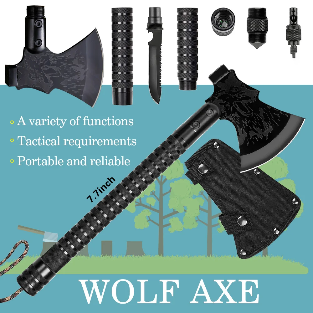 Multi Tactical Axe Tomahawk Army Outdoor Hunting Camping Survival Machete Axes Tool Kit Portatile Tomahawk Wild Camping Hatchet
