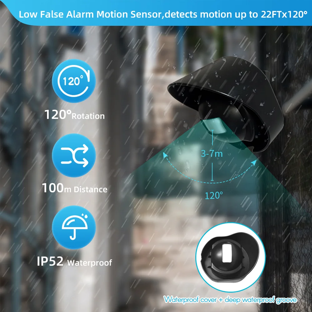 Multifunctional Wireless Driveway Alarm Waterproof Outdoor Motion Sensor Alarm 1 Receiver 2 Transmitters with 38 Chimes