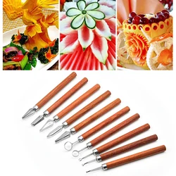 Finely Carving Knife for Fruit Styling Tool Summer Watermelon Fruit Vegetable Sculpting Cutter with Wooden Handle Kitchen Gadget