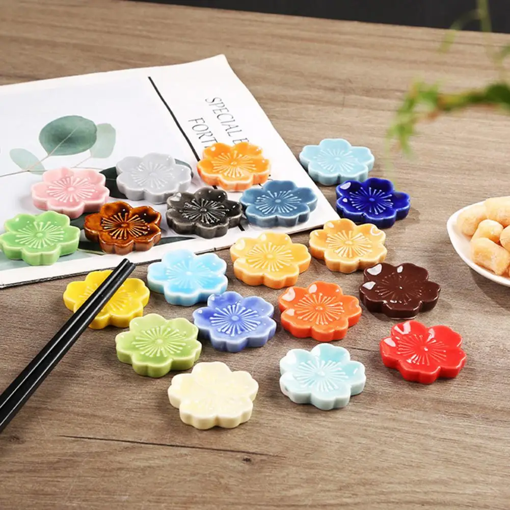 Sakura Shape Chopstick Holder Ceramic Chopstick Rest Shelf Versatile Tableware Holder For Home Restaurant Kitchen Ornaments