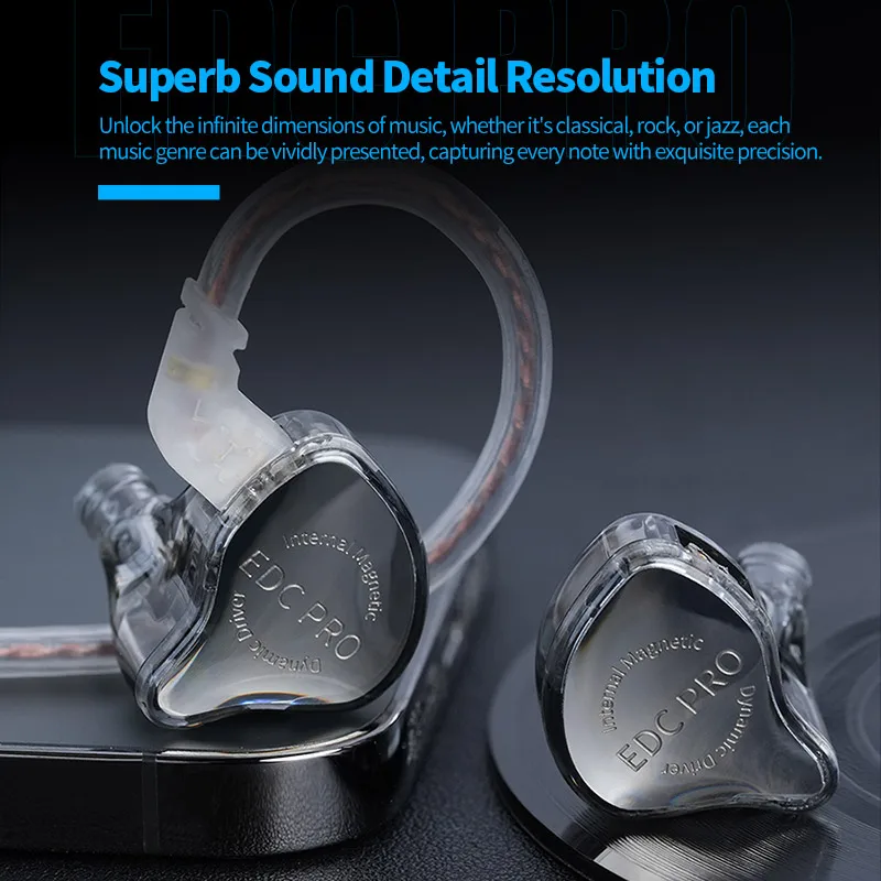 KZ EDC PRO HIFI 3.5MM AUX Wired Earphone Dynamic High Performance Monitor In-Ear Earbuds IEM Detachable Cable Harman EDXPRO Lite 5