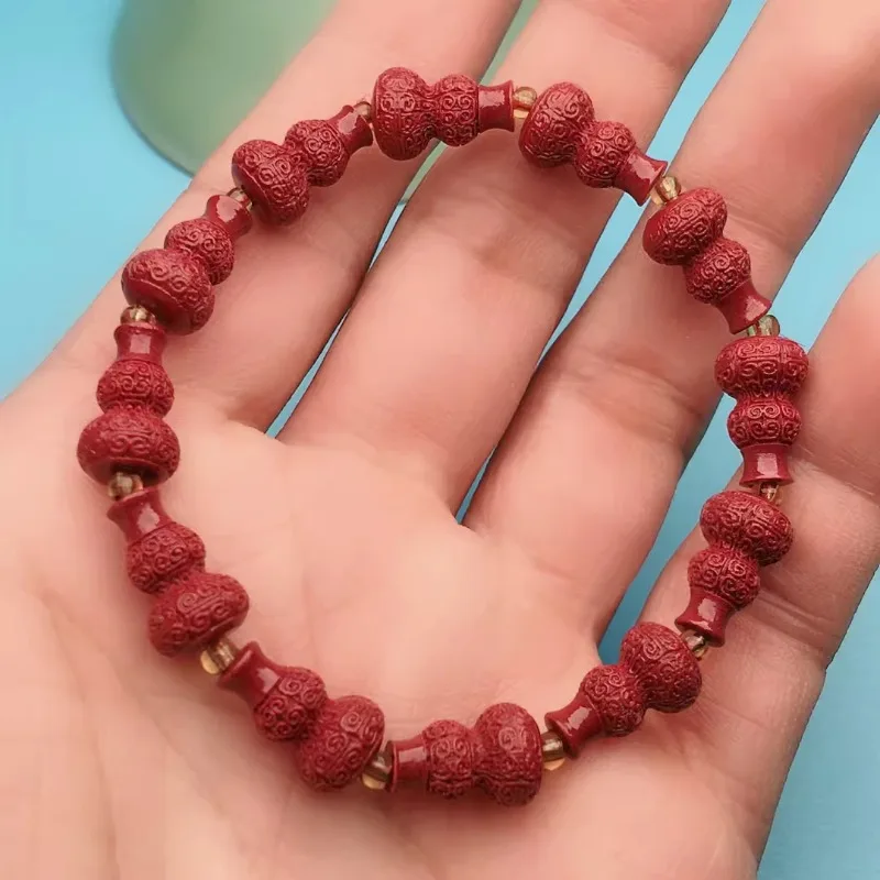 

Natural Cinnabar Gourd Bracelet, Fortune, Longevity, and Popular Versatile Bracelet
