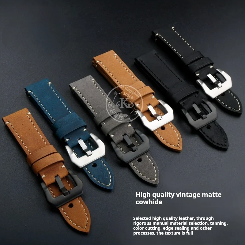 Cowhide Genuine Leather Watch Strap - Retro Style Accessory
