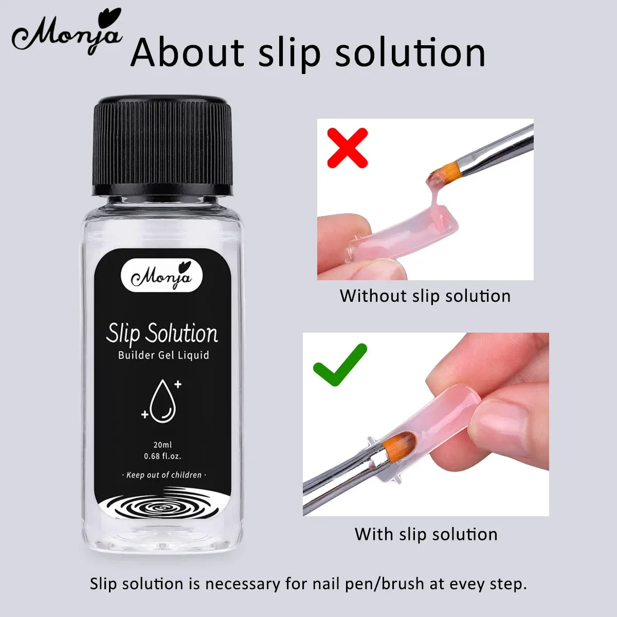 Nail Enhancement Slip Solution for Acrylic UV Building Gel Soak Off Poly Quick Extension Liquid DIY Manicure Tool 20ml Nail Acrylic Liquid Manicure Tools Nail Tools
