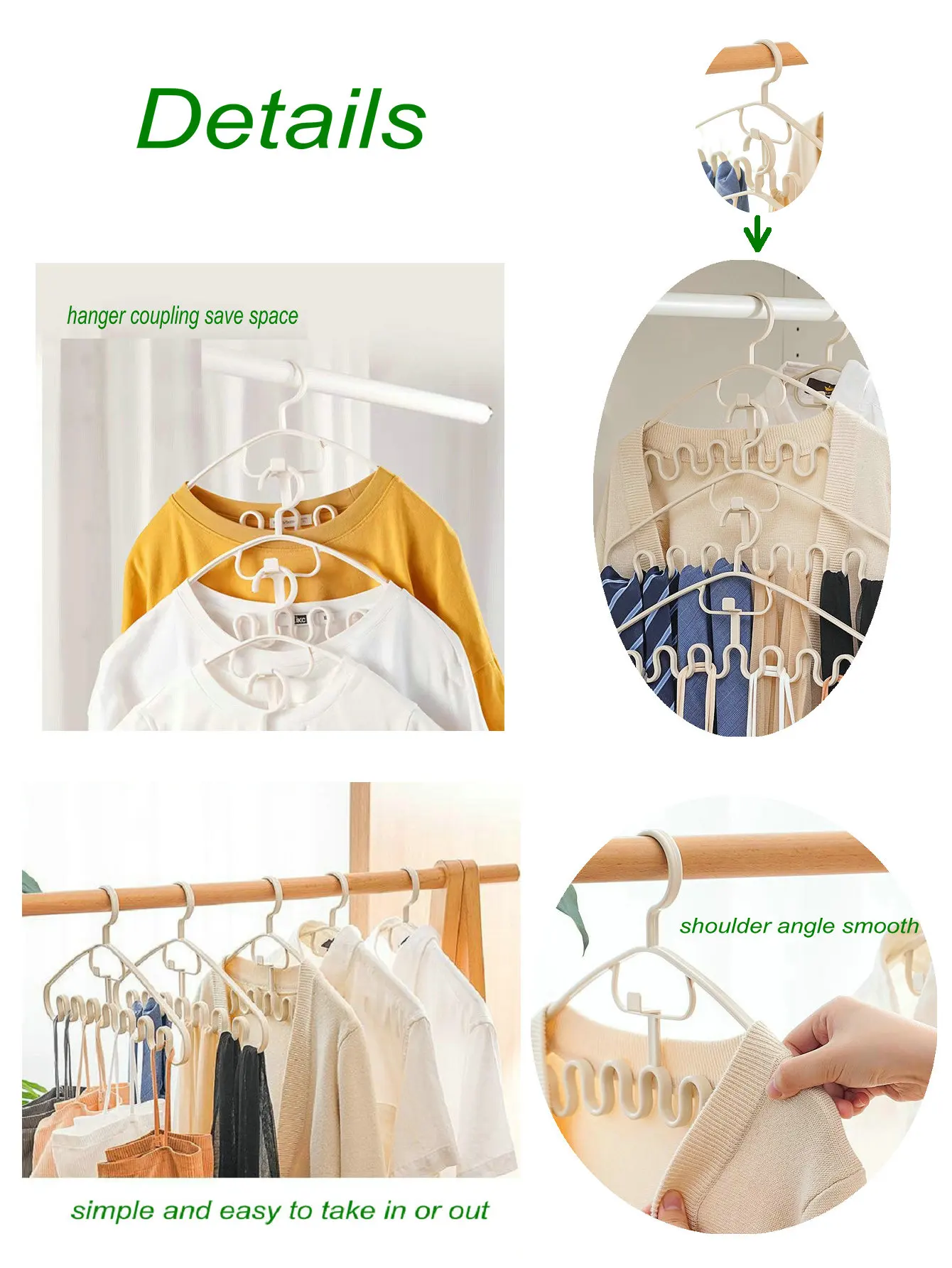 10pcs Multifunctional Wave-shaped Adult Clothes Hangers