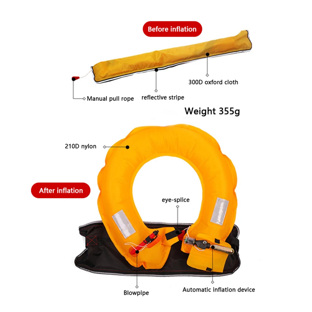 Inflatable Buoyancy Survival Suit Lightweight 100N Buoyancy Life Belt Wear-resistant Adjustable Webbing for Swimming Sea Fishing
