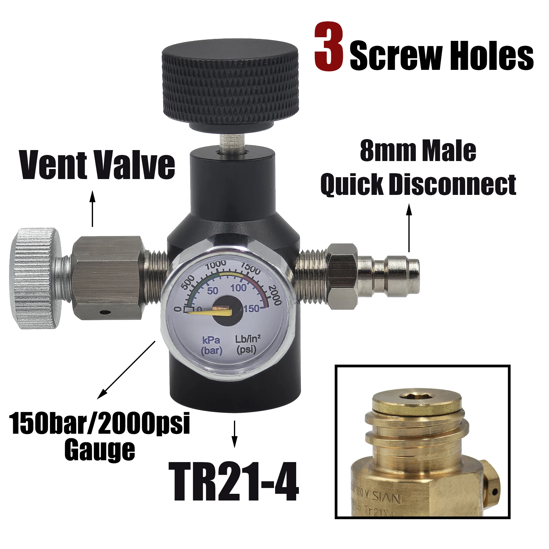 Universal Fill Adapter Aluminum Alloy Soda Water Carbon Dioxide Cylinder Tank Fill Refill Adapter Station for TR21-4 Valve