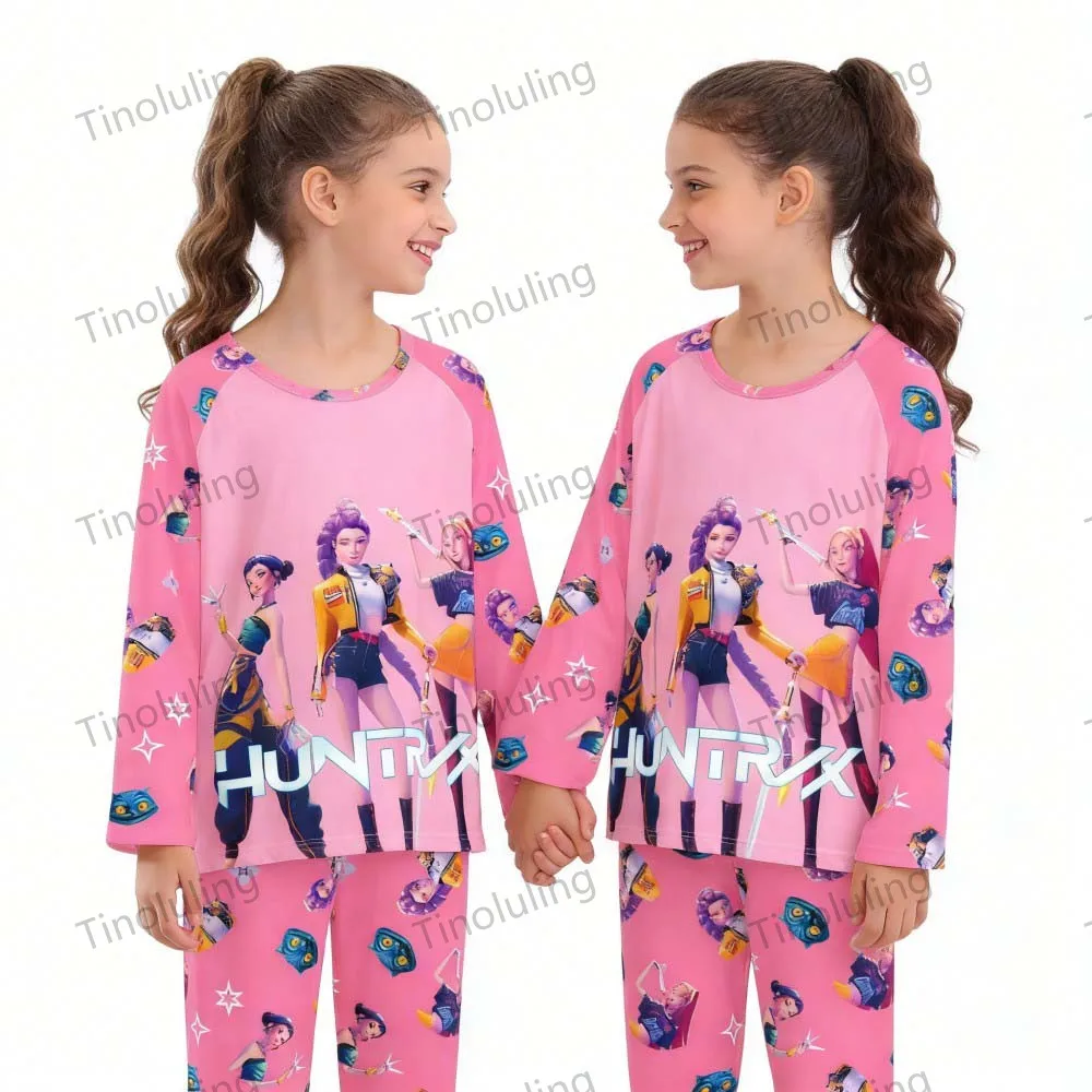 KPop Demon Hunters Huntrix Kids Pajamas Set Long Sleeve Girls Clothing 2pcs Children's Sleepwear Cartoon Boys Nightwear 3-14Y S817ceaa009fa4ab1a7c56f484426657dd