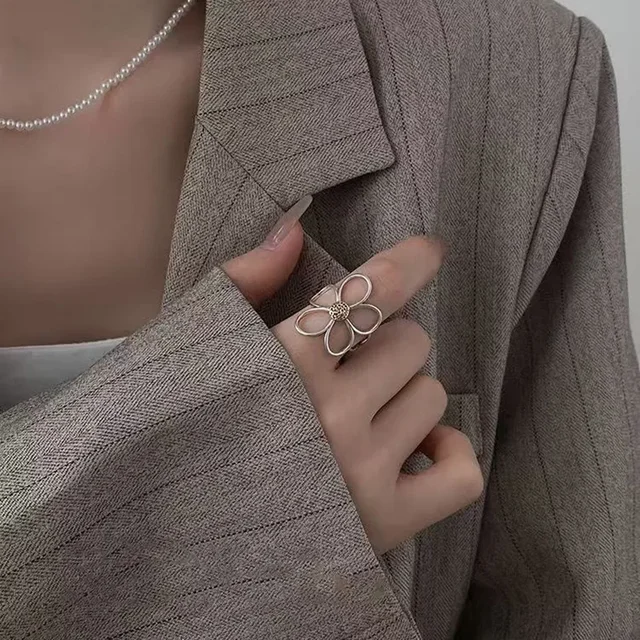 New Simple Daisy Flower Ring For Women Fashionable Personalized Daily Accessory Party Jewelry Birthday Anniversary Gifts