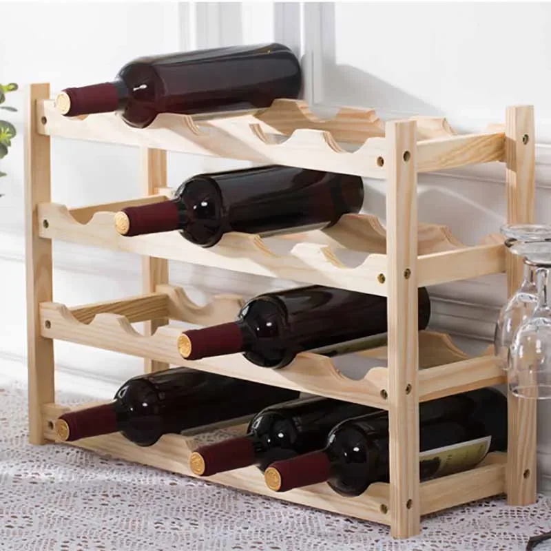 

Solid Wood Wine Holders Household Red Wines Display Rack Barware Decoration Grid Wines Storage Cabinet Kitchen Dining Wine Racks
