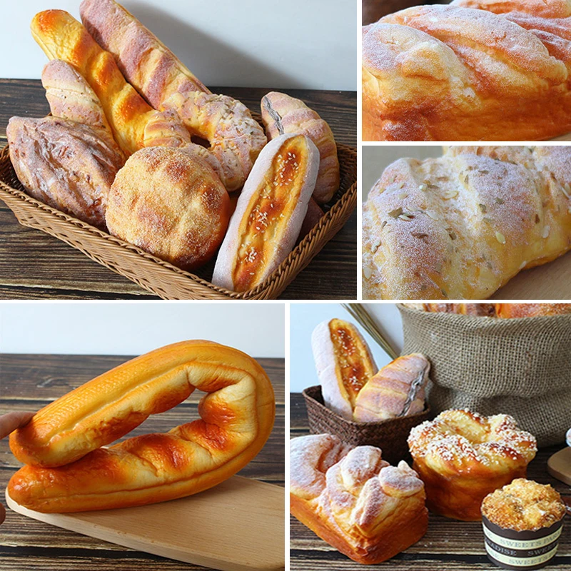 Artificial Fake Bread Ornaments French Baguette Cake Bakery Model Kitchen Home Decor Kid Toy Donuts Simulation Bread Photo Props kitchen food toys bread food model food photography props donut photography props food model