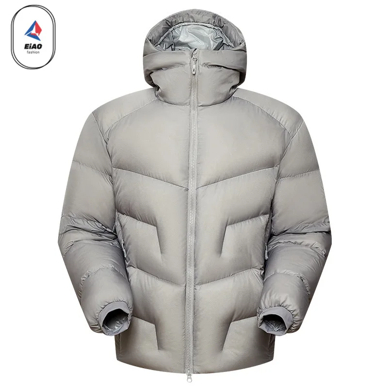 EIAO 2026 New Lightweight Puffer Men Winter Jacket Outdoor Cold-proof Hooded Down Jacket Snow Hunting Solid Color Duck Down Coat