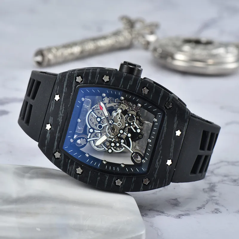 

Top luxury hollowed out bottom business brand automatic 3 needle motion RM quartz watch high-end men's and women's watches