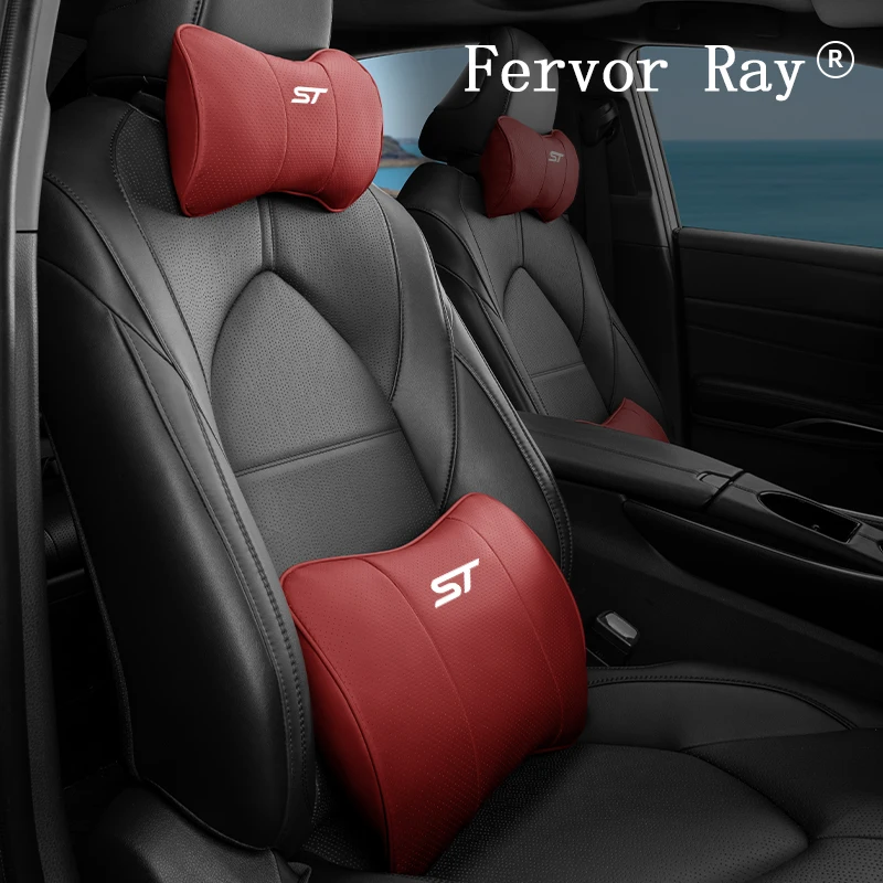 

for ST Tierra Territory Galaxy Fiesta Mk7 MK5 Focus 2 3 Leather Fiber Car Seat Neck Pillow Headrest Lumbar Support Waist Cushion