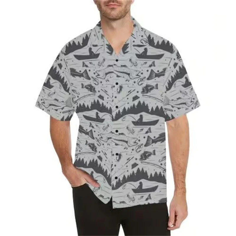 thumbnail image 1 of Nueva Camisa hawaiana de manga corta con estampado de rayas para hombre, camisetas Aloha, camisetas cubanas, blusas informales de verano de gran tamaño para mujer, 1 of 5