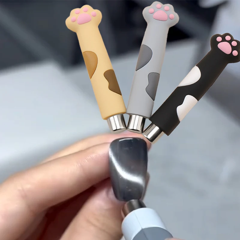 6.5cm Cylinder Cat Eyes Magnet for Nail Gel Polish 3D Line Strip Effect Comes DIY Magnet Pen With Cute Cat Paw Protection Cover*