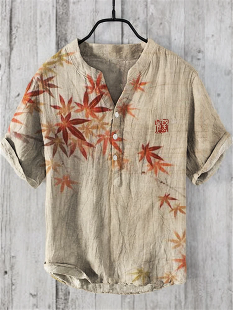 Cherry Blossom Japanese Lino Art Linen Blend Shirt