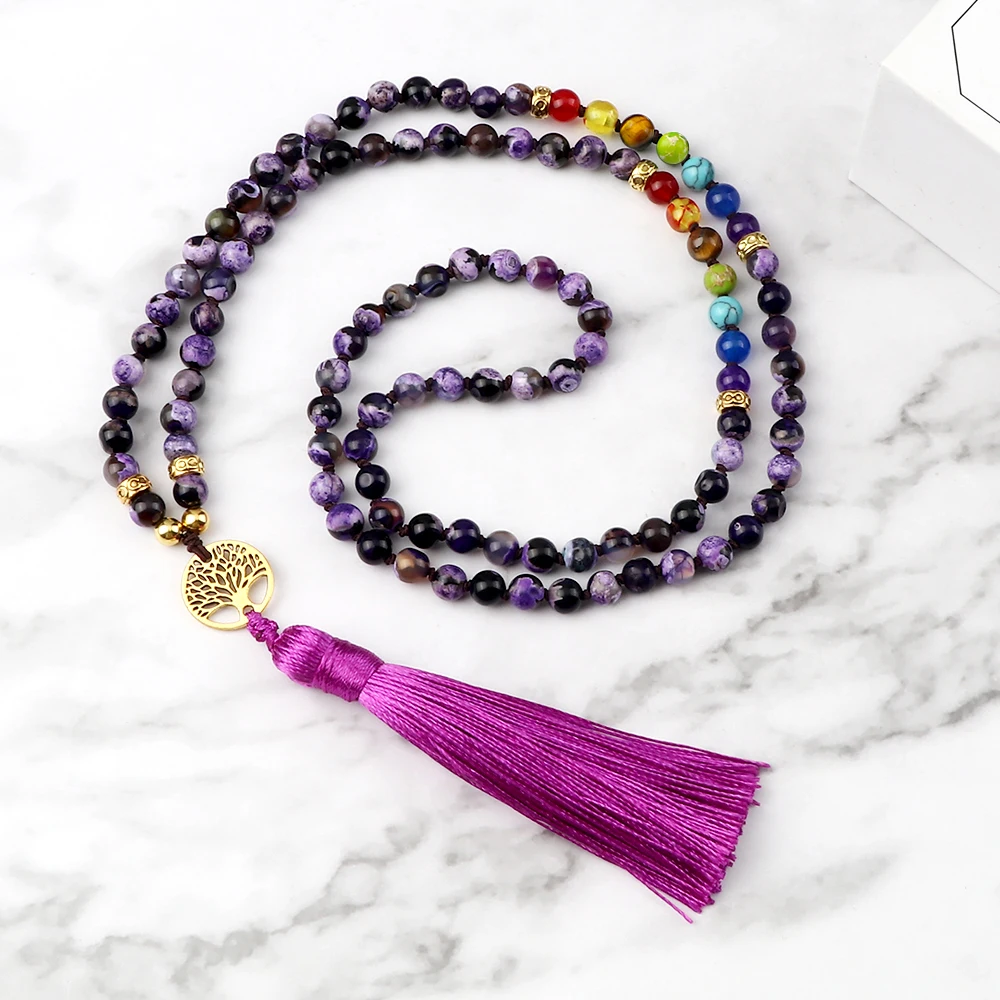 Bracciale Meditazione Bracciale Mala 108 Perle In Onice E Occhio Di Tigre - Rosario Tibetano Unisex, Con Testa Buddha Gioiello Spirituale Unisex